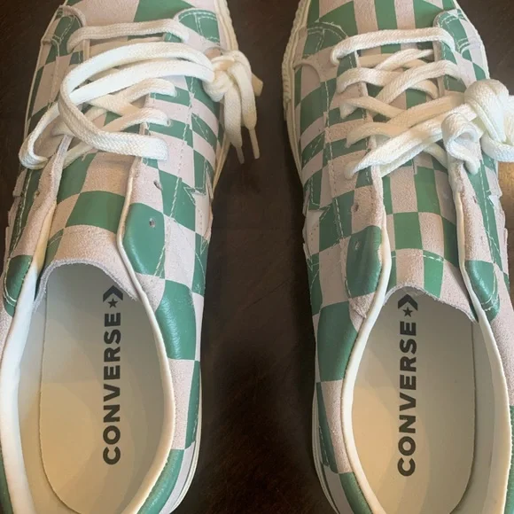 RARE‼️ Unisex NIB CONVERSE One Star OX Sneakers in White/Green Check, M10.5/W12 - Picture 10 of 12